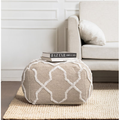Prathersville 22" Wide Square Geometric Pouf Ottoman by Dakota Fields
