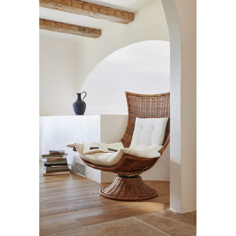 Healdsburg Swivel Tufted Lounge Chair, White Linen