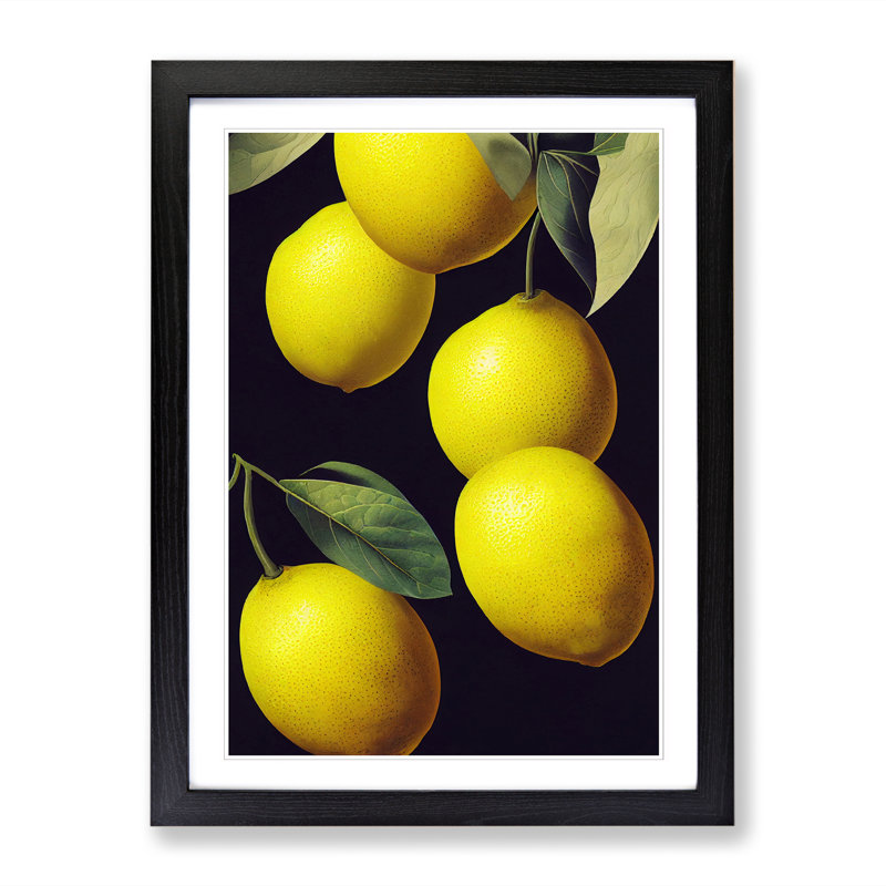 Lemon Fruit - Framed Print, 34cm H x 25cm W x 2cm D, Walnut