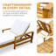 Ensemble de chaises longues réglables en bois d'acacia 2 pièces, capacité 529 lb, inclinaison à 3 positions, coussins à haute densité de 3,2 po d'épaisseur
