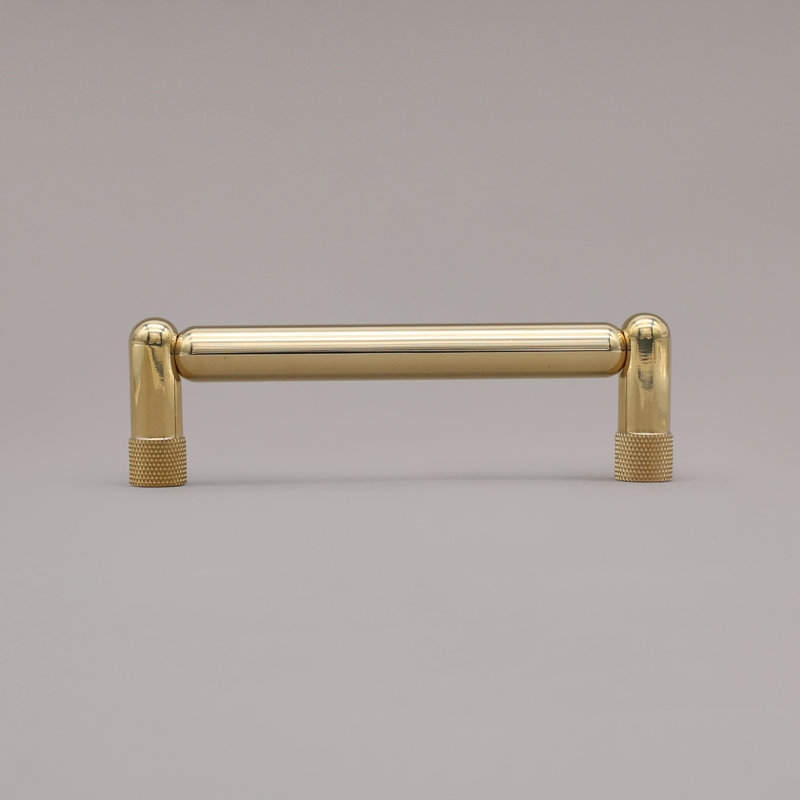 Poignée d'armoire moletée, 4", Unlacquered Brass