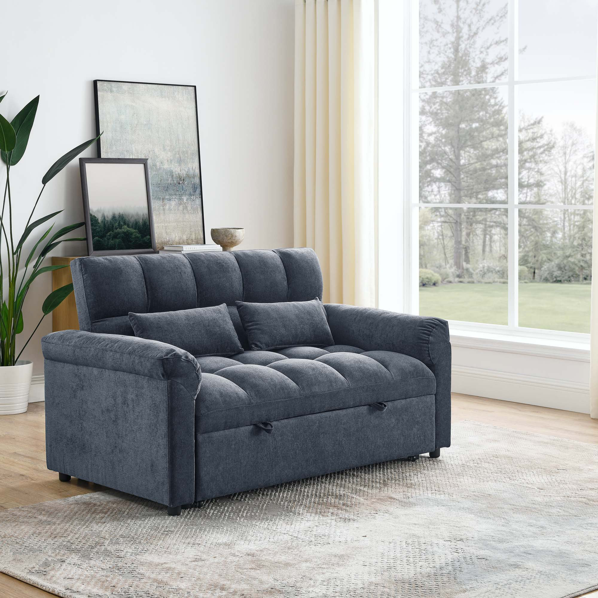 Latitude Run® Loveseats Sofa Bed With Pull-Out Bed & Adjsutable Back ...