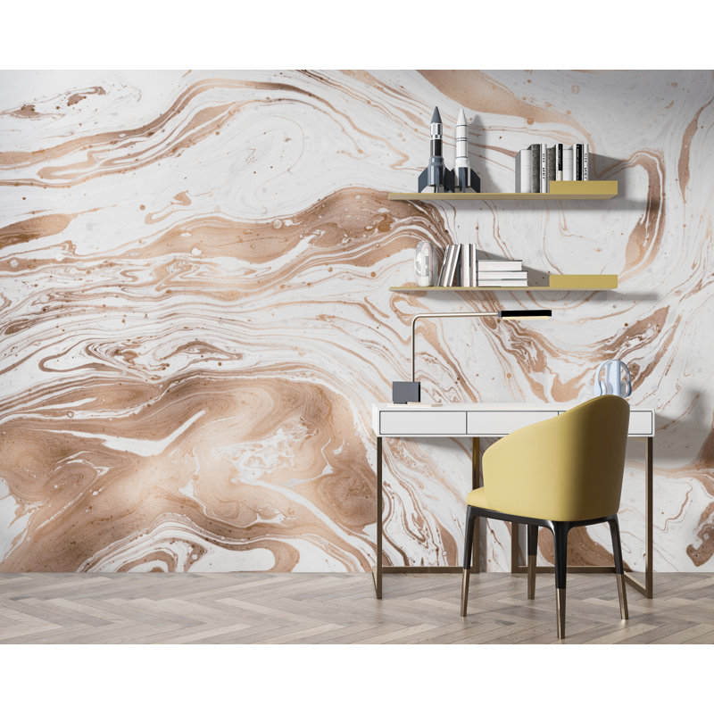 Papier peint abstrait fluide brun, L 27,96 po x l 39 po