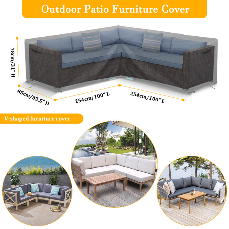Waterproof Patio Sectional Sofa Cover, 31" H x 100" W x 100" D
