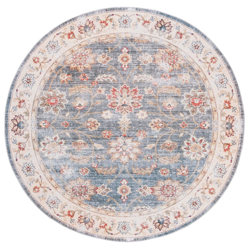Arizona Jewel Machine Washable Non-Slip Area Rug In Grey & Beige, Round 183 cm