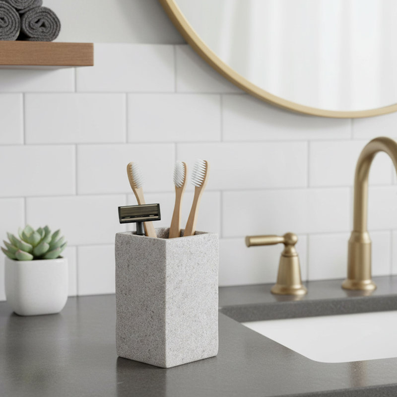 Porte-brosse à dents carré en résine, Gris