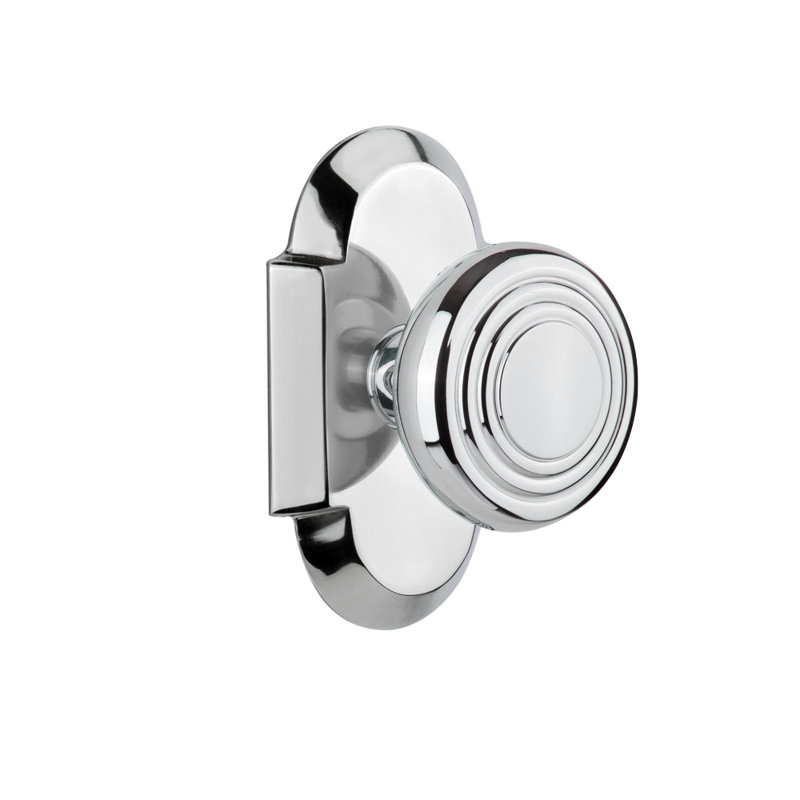 Plaque Cottage avec bouton de porte déco, 2 3/8, Chrome brillant