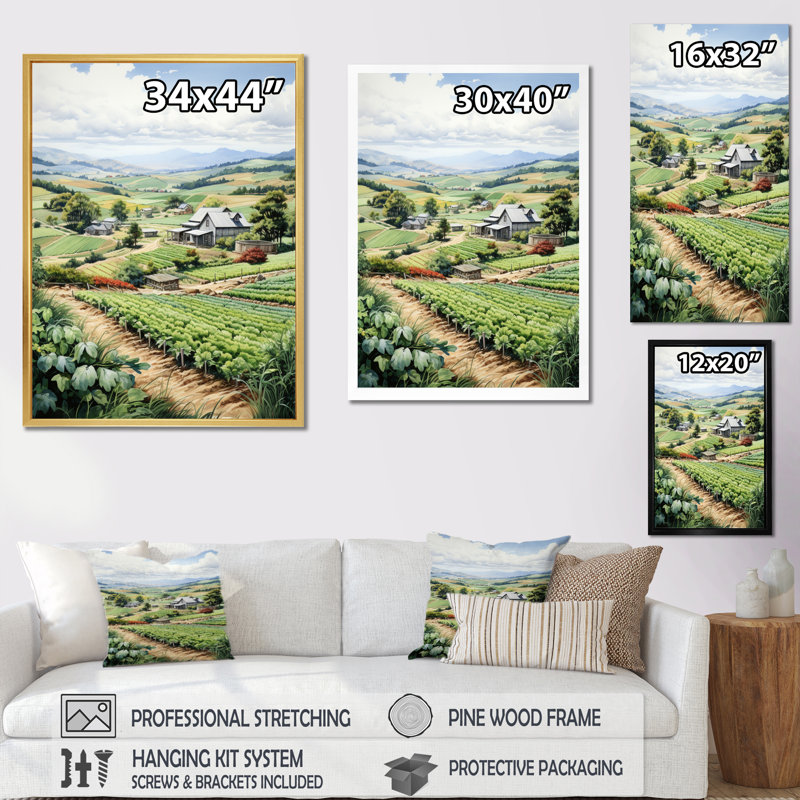 Farmhouse Country Serenade II - impressions sur toile, paysage et nature, H 32 po x l 16 po x P 1 po, Cadre flottant doré