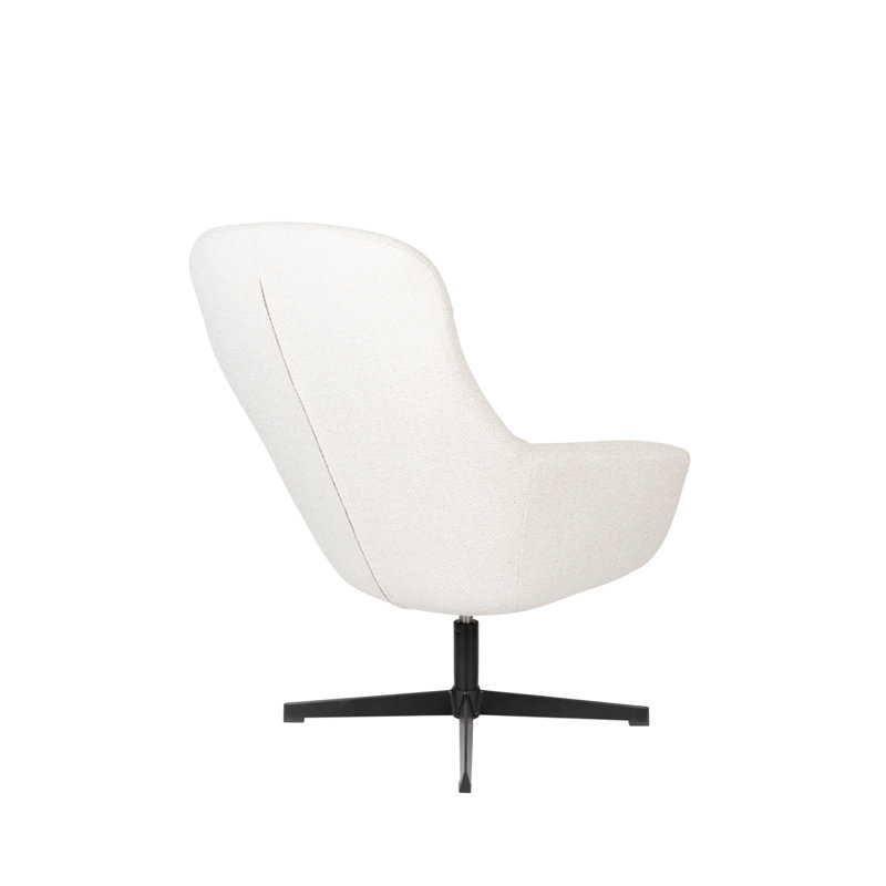 Yuki Swivel Lounge Chair, White Polyester