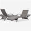 Ensemble de chaises longues d'extérieur en osier de 80 po, ensemble de 2 chaises de patio inclinables en rotin, à dossier coulissant, à dossier réglable, à conception ergonomique, à vagues, gris-1912029974