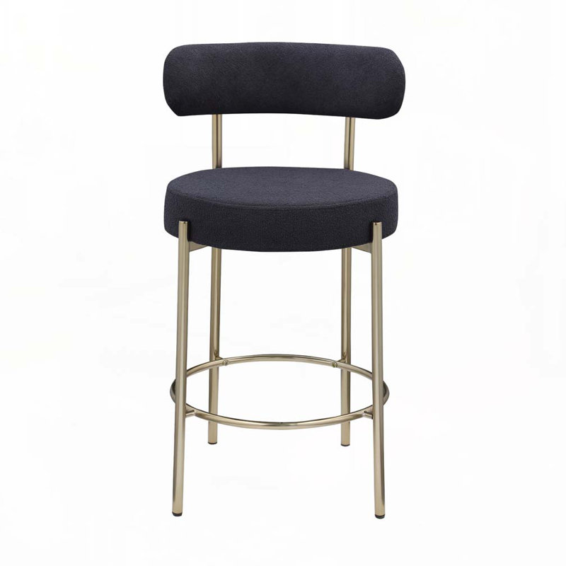 Ensemble de tabourets de bar Sherpa avec dossier bas, pieds en métal, Noir
