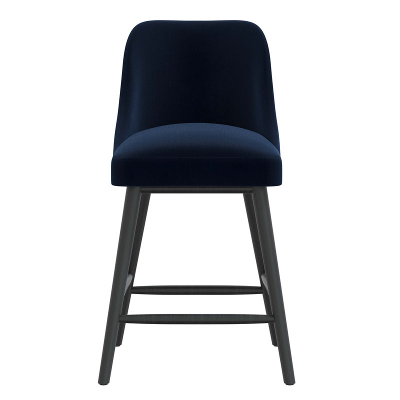 Tabouret de bar et de comptoir Gallie, Tabouret de comptoir (siège d'une hauteur de 27 p, Velours éclipse Monaco