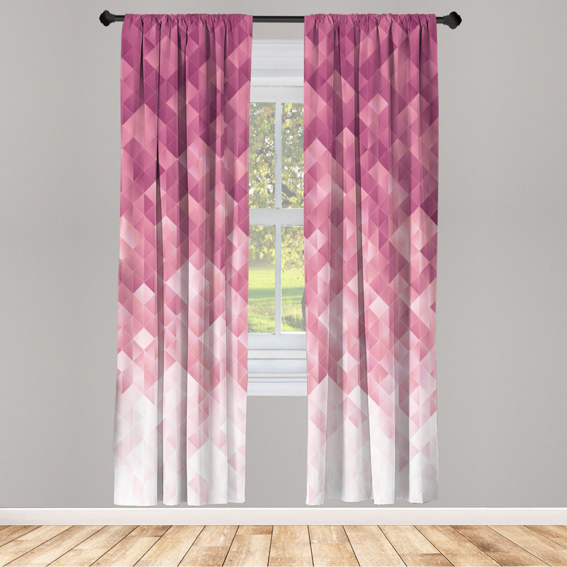 Microfiber Floral Semi-Sheer Rod Pocket Curtain Panels, 28" W x 95" L, Purple/White