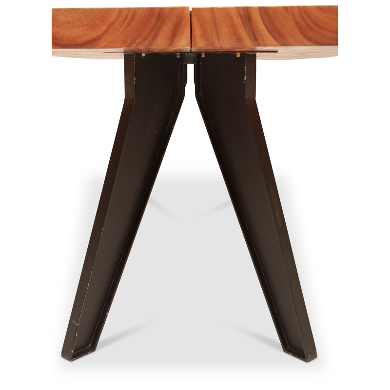 Solid Wood Top Metal Base Dining Table
