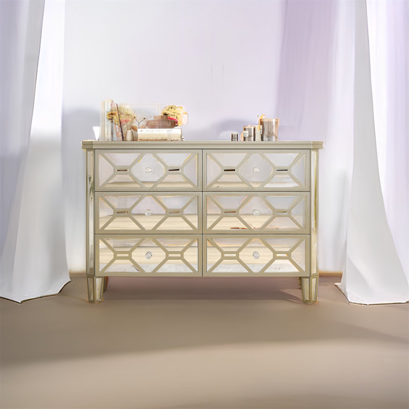 Commode en bois massif à 6 tiroirs 47,24 po Mellisha