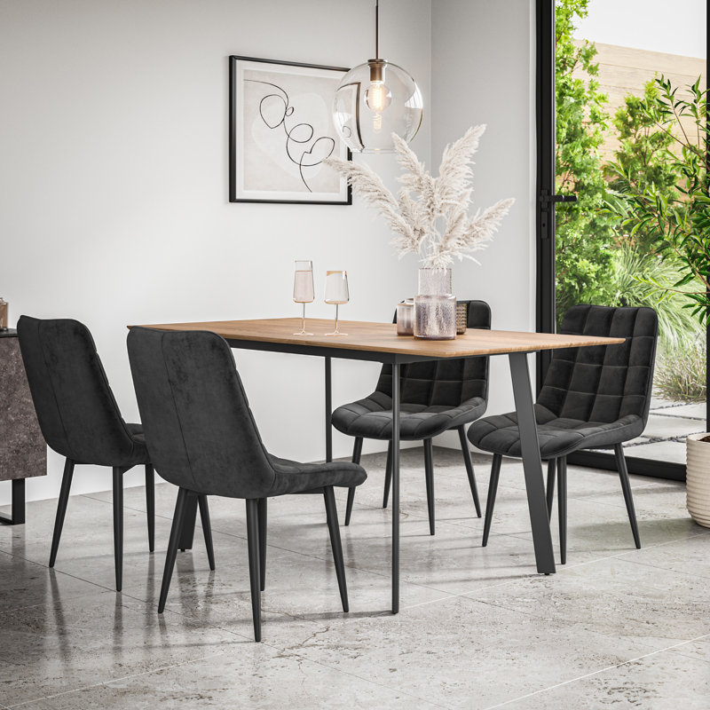 Danyll 6 - Person Dining Set, Oak/Black/Black