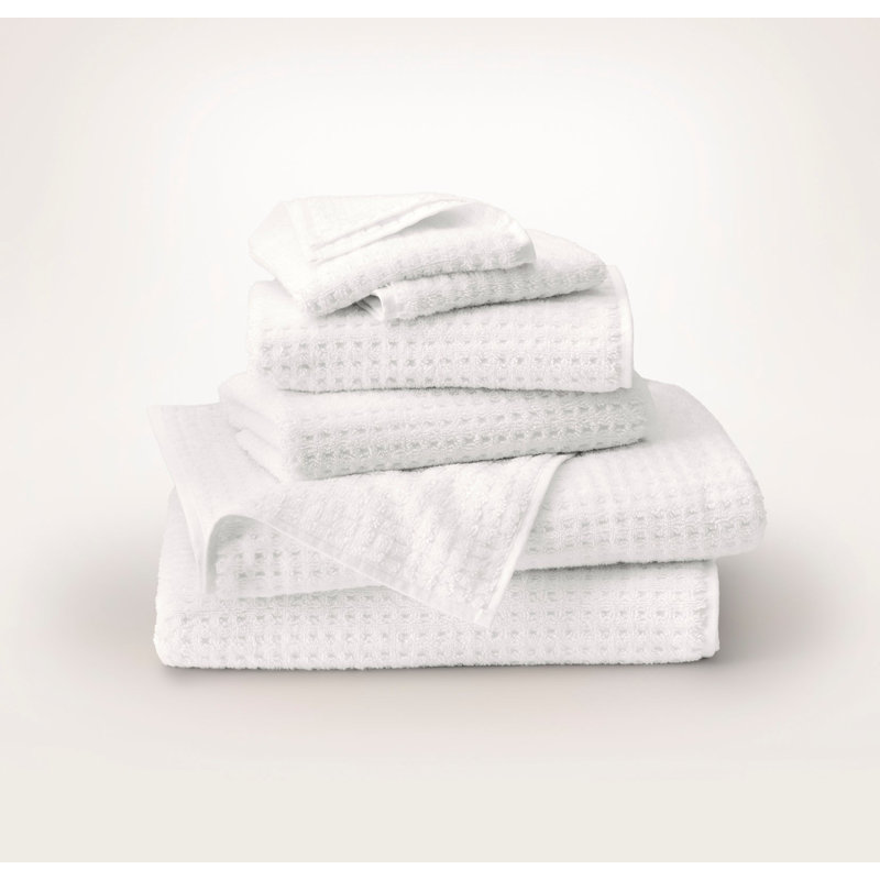 Turkish Waffle Bath Sheet Set, White, 6 Pieces: 2 Bath Towel, 2 Washcloth, 2 Hand Towel