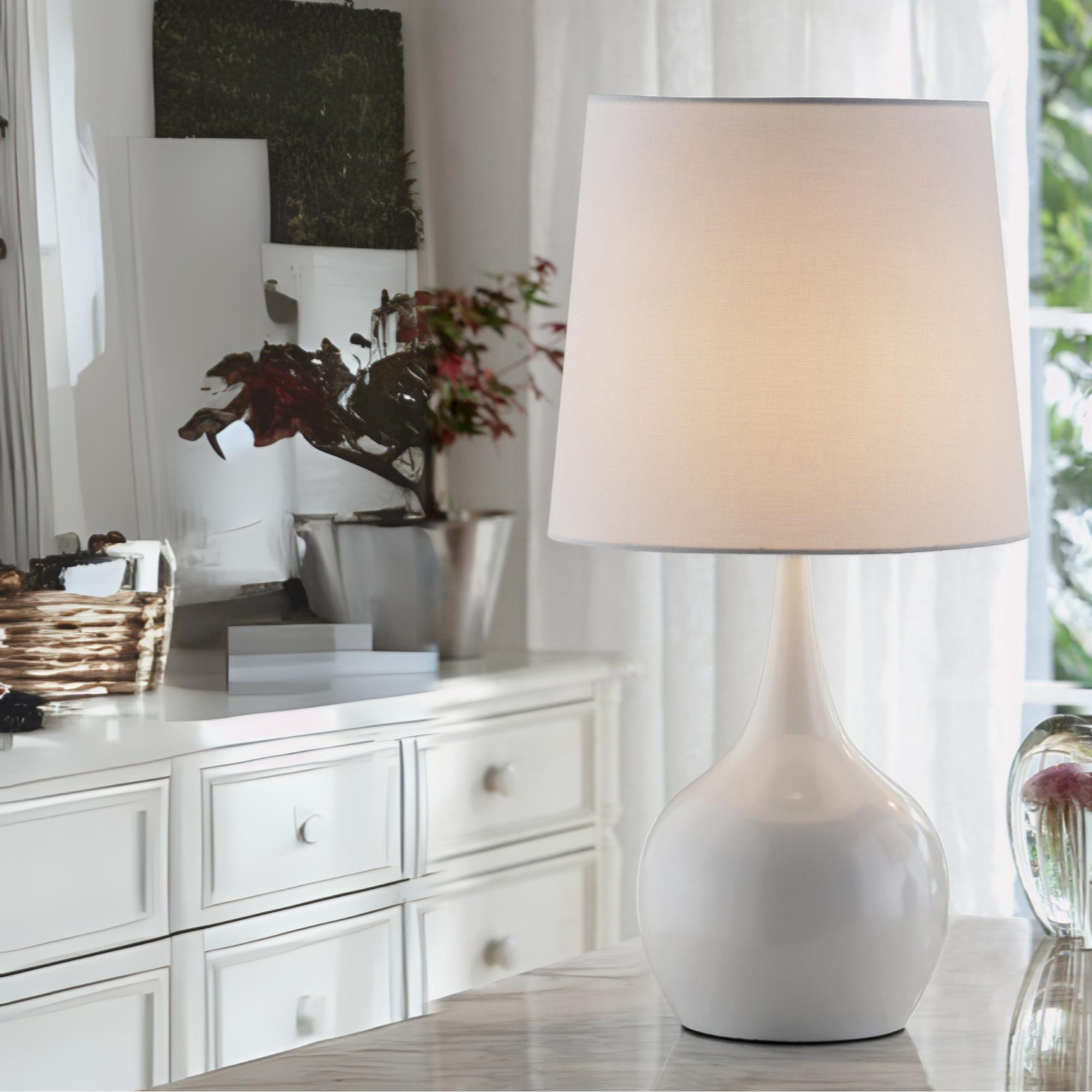 Latitude Run® 23.5" Tall Modern Mid-Century Touch On Table Lamp, Powder ...