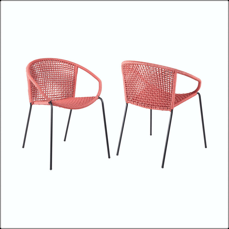Chaise en acier et corde tissée complexe (ensemble de 2)