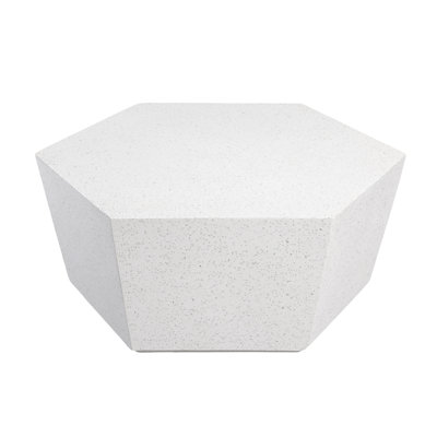 35-Inch Outdoor Side Table, Magnesium Oxide Hexagonal Coffee Table with Rain Cover by Latitude Run