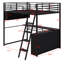 Lit mezzanine en métal avec DEL, bureau et tablettes