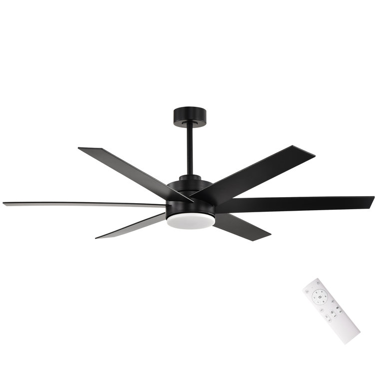 Matte Black Integrated Led 6 Speed Color Changing Indoor Ceiling Fan With Light And Remote