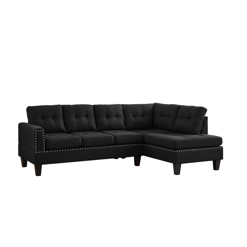 Canapé modulaire rembourré contemporain, Mélange de polyester noir