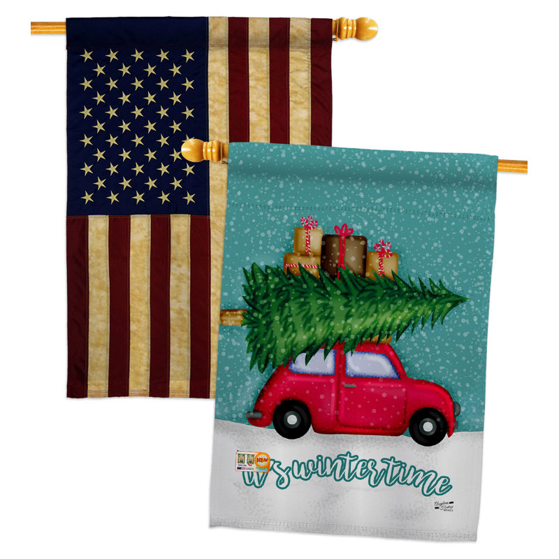 Drapeau de maison en polyester 2 côtés 4 pi x 3 pi 4 po Winter Yard