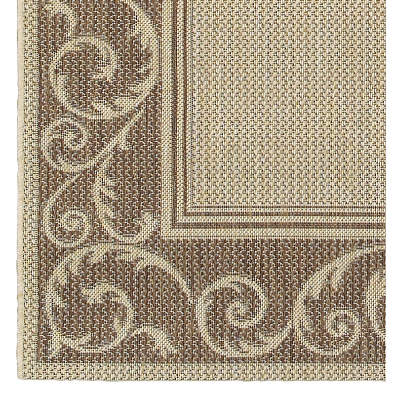 Tapis intérieur / extérieur beige / brun clair tissé à plat Roessler, Rectangle 7 pi 10 po x 10 pi