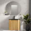 Meuble-lavabo moderne peu encombrant avec lavabo en résine, conception à grain de bois compact