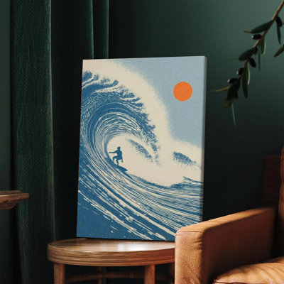 1 pièce, art mural, affiche encadrée, art mural sur toile, impression de vagues de l'océan moderne avec silhouette de surfeur et coucher de soleil pour salon, chambre à coucher, bureau, bord de mer, décoration de maison, décorations murales uniques sur le thème de la plage