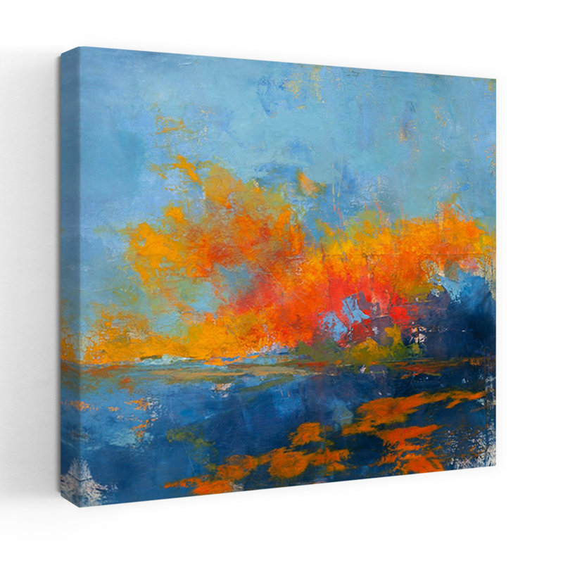 Bleu sur bleu abstrait, paysage contemporain, art naturel, H 24 po x l 24 po
