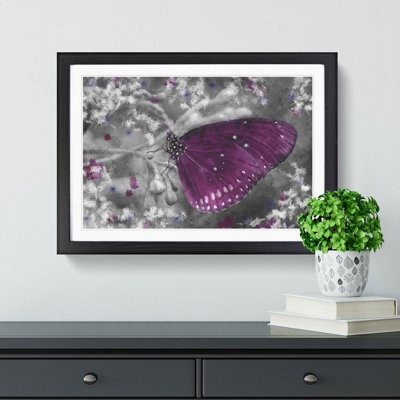 Butterfly Upon A Flower Painting - Single Picture Frame Print on MDF