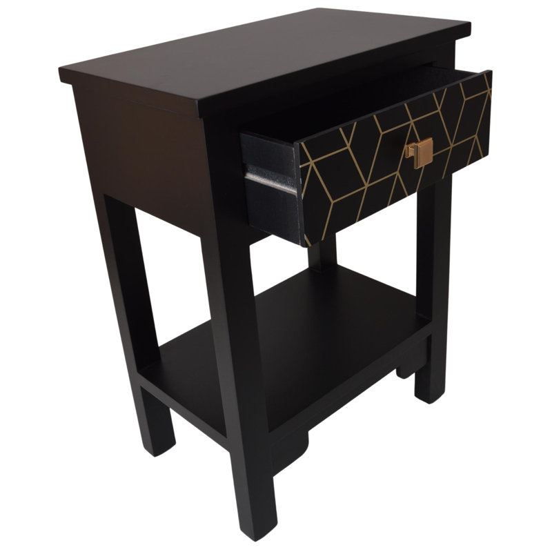 Smeltertown 48 cm W Bedside Table, Black