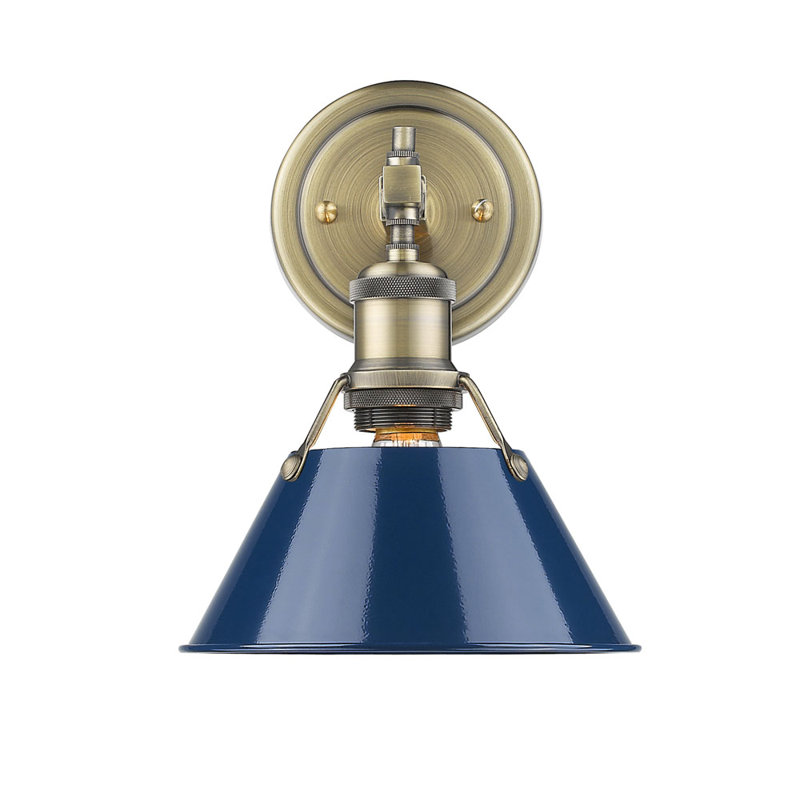 Luminaire à 3 lumières Felda, Bleu marine mat, Laiton vieilli