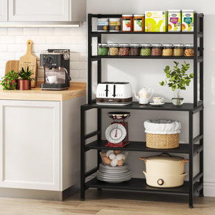 Kitchen Baker's Rack with Flip Door Cabinet, 5-Tier Microwave Stand with  Pegboard Accessories, Large Metal Storage Shelves for Garage Pantry Home