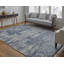 Tapis abstrait en viscose tissé à la main bleu / ivoire-1594063429