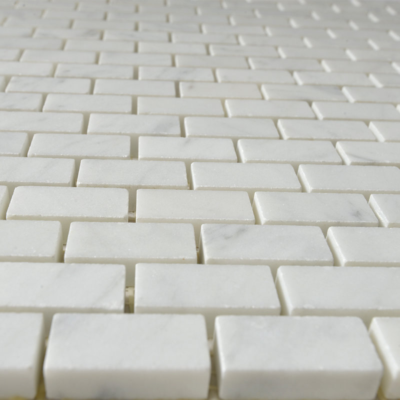 Carreau de mosaïque en marbre blanc 0,62 "x 1,25" Carrara