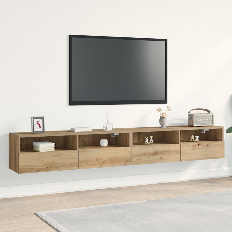 TV Wall Cabinet Wood Medium TV Stand Rectangular, Artisan Oak