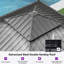 Pavillon de jardin permanent en aluminium 12 pi x 12 pi avec toit double en acier galvanisé pour terrasse et jardin, rideaux et filet inclus, gris-82941086