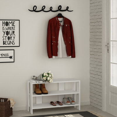 31.5"W Wall Mounted Coat Hook and 33"W Bench Set with Storage
