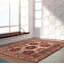 Tapis unique ivoire / rouge noué à la main 6 pi 5 po x 9 pi 2 po Jodh