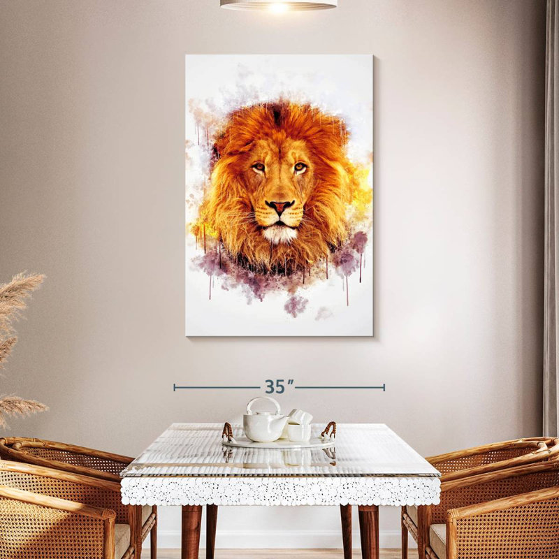 Brampt Lion Head Paint Splash, 48" H x 32" W
