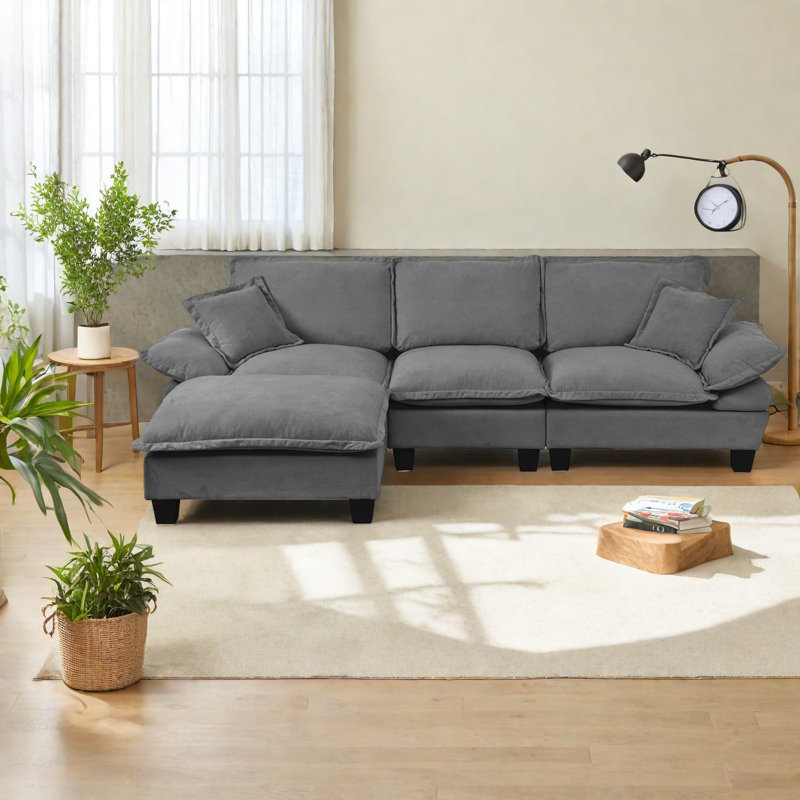 Canapé modulaire en L chenille Cloud Comfort