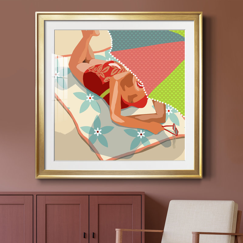 Beach Beach II - peinture encadrée, H 34,5 po x l 34,5 po x P 1,5 po, Encadrement doré
