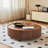 Kemberton Walnut Round Coffee Table with Storage Drawers Black Base-1690003232