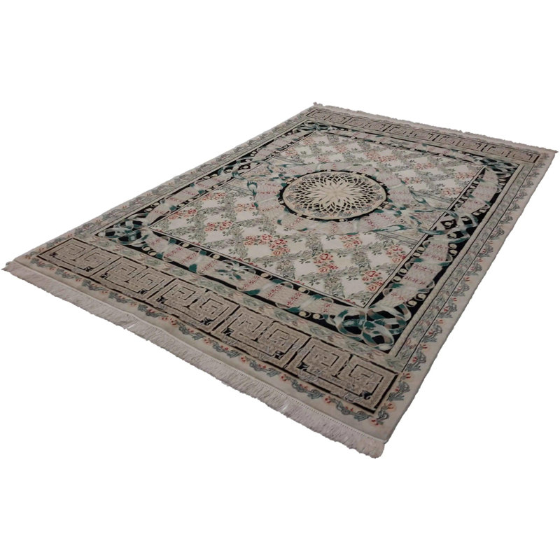 Tapis oriental gris en laine / coton fait à la main 6 pi x 9 pi 2 po Oriental