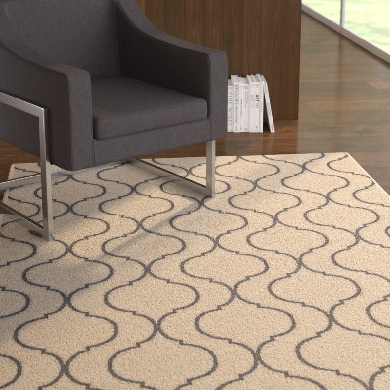 Gray and Beige Abstract Synthetic 8' x 10' Area Rug