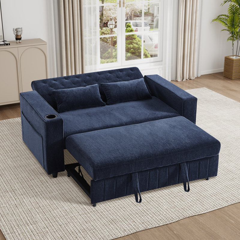 Canapé-lit convertible l 61,2 po avec dossier réglable, Bleu