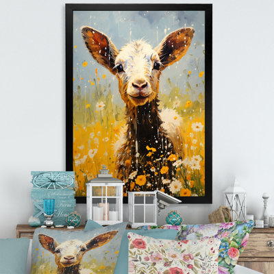 Adorable portrait de chèvre dans un pré I sur toile